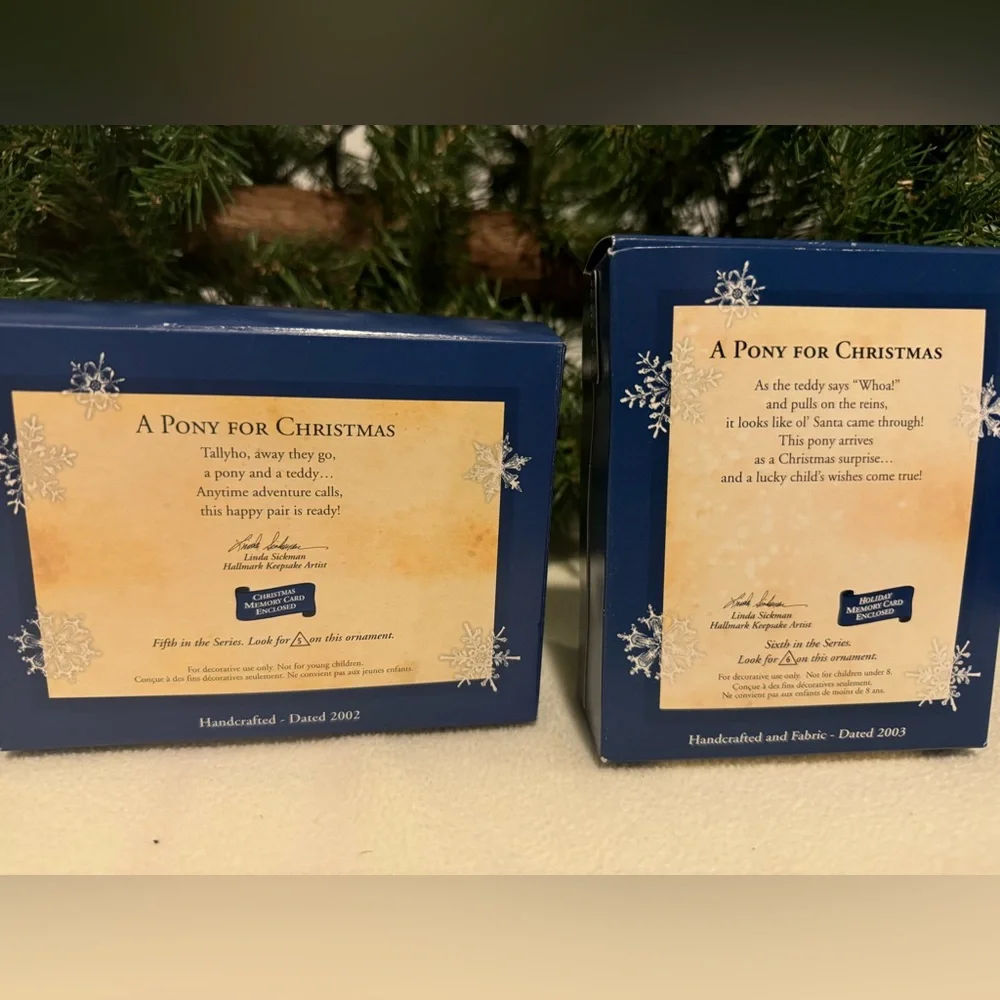 Hallmark Keepsake Ornament ‘A Pony For Christmas’ Bundle of 2  #1 & #5 Boxed